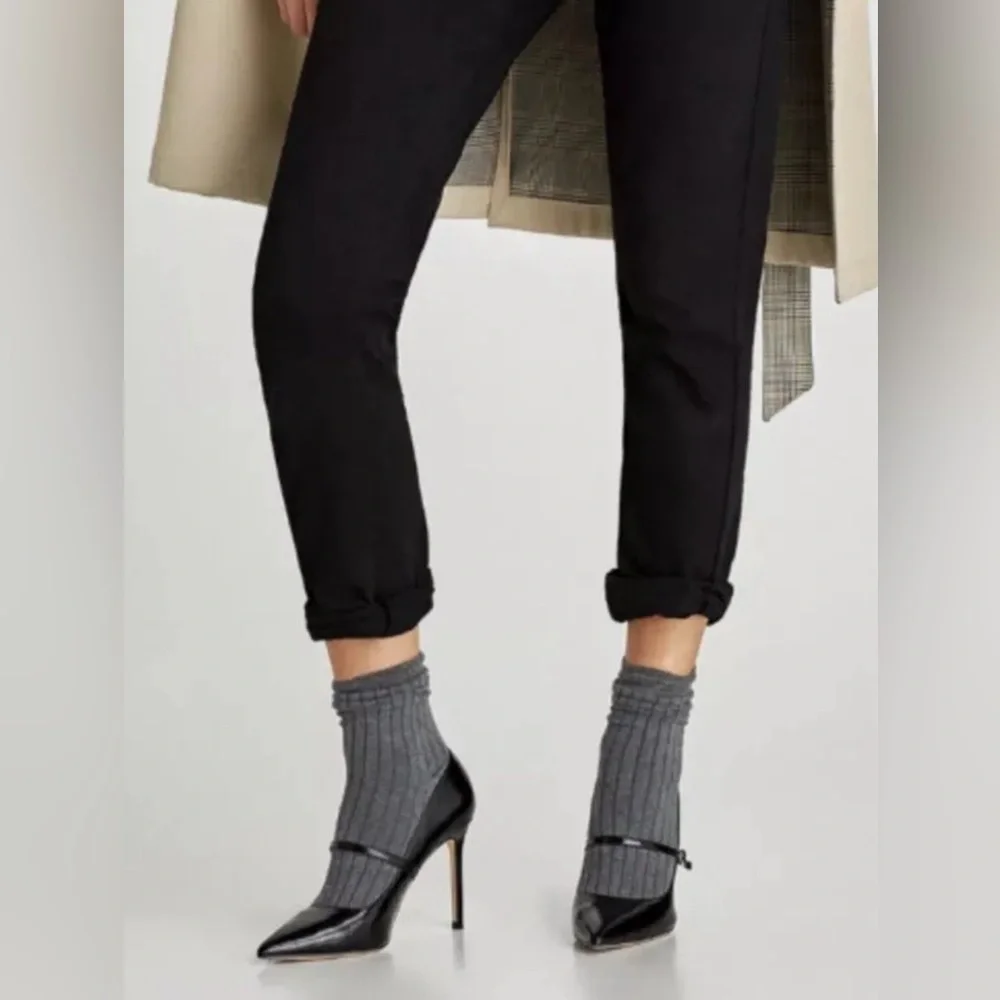 New with Tag Zara High Heel Stilletoes Sock Style Court Sock Shoes Black Sz 6👠 - Picture 7 of 9